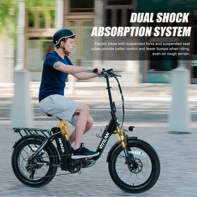 VITILAN U3 Bicicletta elettrica per adulti 20 pollici Fat Tire Ebikes Bicicletta elettrica pieghevole 750W, 48V 13Ah Step Thru E-Bike 7 velocità - Nero