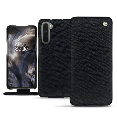 Funda de piel OnePlus Nord - Solapa vertical - Negro - Piel saffiano