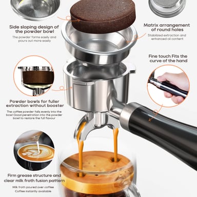 H10A Noir - Machine à café expresso semi-automatique à température réglable 20 bars