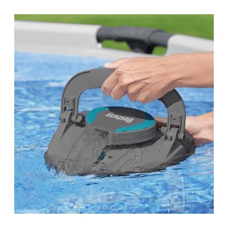 Robot piscine Bestway Agathe rechargeable Fond plat jusqu'à 15 m² 3400 mAh 22 W Gris foncé et accents turquoise - Neuf