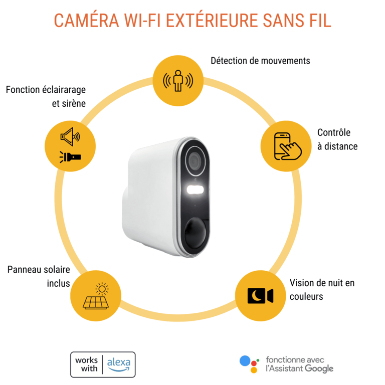Caméra de surveillance extérieure sans fil avec panneau solaire Konyks Camini Air 2 Solar - vue 3