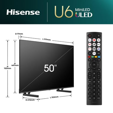 Hisense 50U6NQ 127 cm (50'') 4K Ultra HD Smart TV Wifi Gris 600 cd / m²