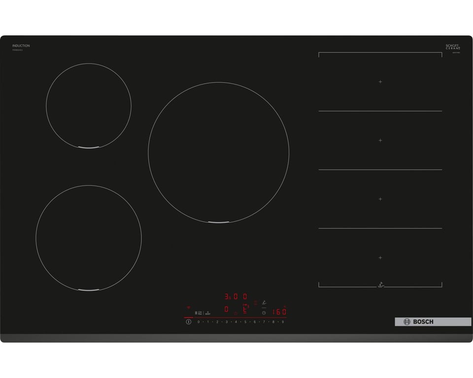 Bosch Serie 6 PXV831HC1E Table de cuisson encastrable 80 cm Table de cuisson à induction 5 feux Noir - Neuf