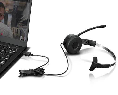 Lenovo 100 Mono Casque Avec fil Arceau BureauCentre d'appels USB Type A Neuf - vue 2