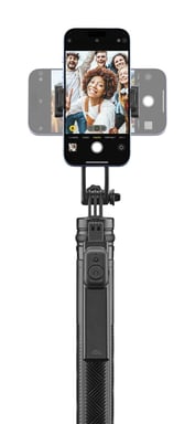 Cellularline Selfie Stick Max Para selfies multifuncional con soporte cuadripode ajustable y control remoto Bluetooth, ideal para tomas estables y un posicionamiento flexible en cualquier lugar