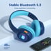 Tronsmart KH02 Auriculares Bluetooth para Niños, Audio con Volumen Limitado a 74/85/94 dB, Plegables con Micrófono Integrado, Inalámbricos Bluetooth 5.3 para Estudio, Viaje, Azul