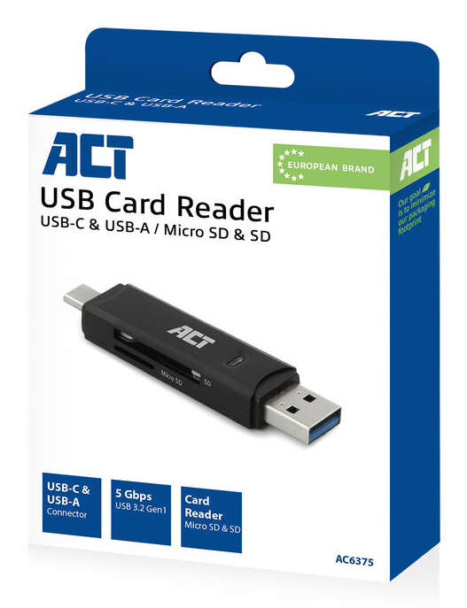 ACT AC6375 lecteur de carte mémoire USB 3.2 Gen 1 3.1 Gen 1 Neuf - vue 3