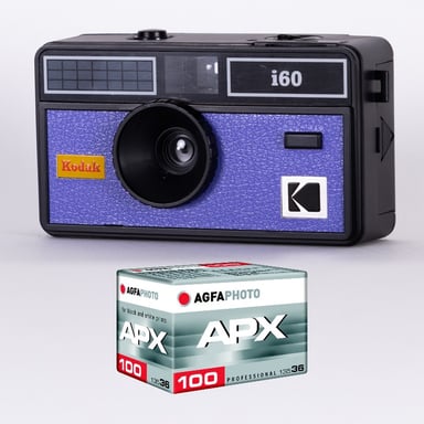 KODAK DA00259 - Pack Appareil Photo KODAK i60 et 1 pellicule 100 ISO de 36 poses, Objectif Optique 31 mm, Convient aux films ISO 200/400/800, Pour les films couleur de 35 mm - Bleu