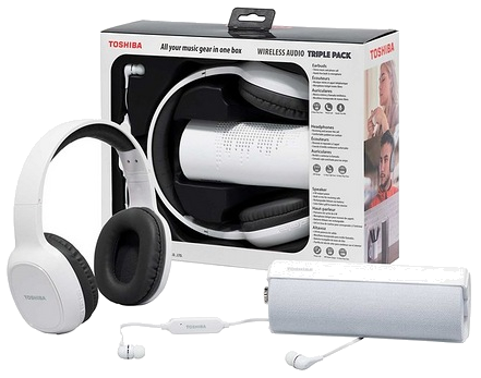 Trio Pack audio Bluetooth 3 en 1 : casques + écouteurs + enceinte