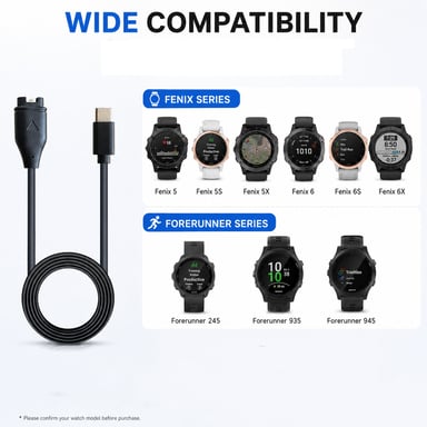 Cable de carga de reloj inteligente Garmin Fenix. Black