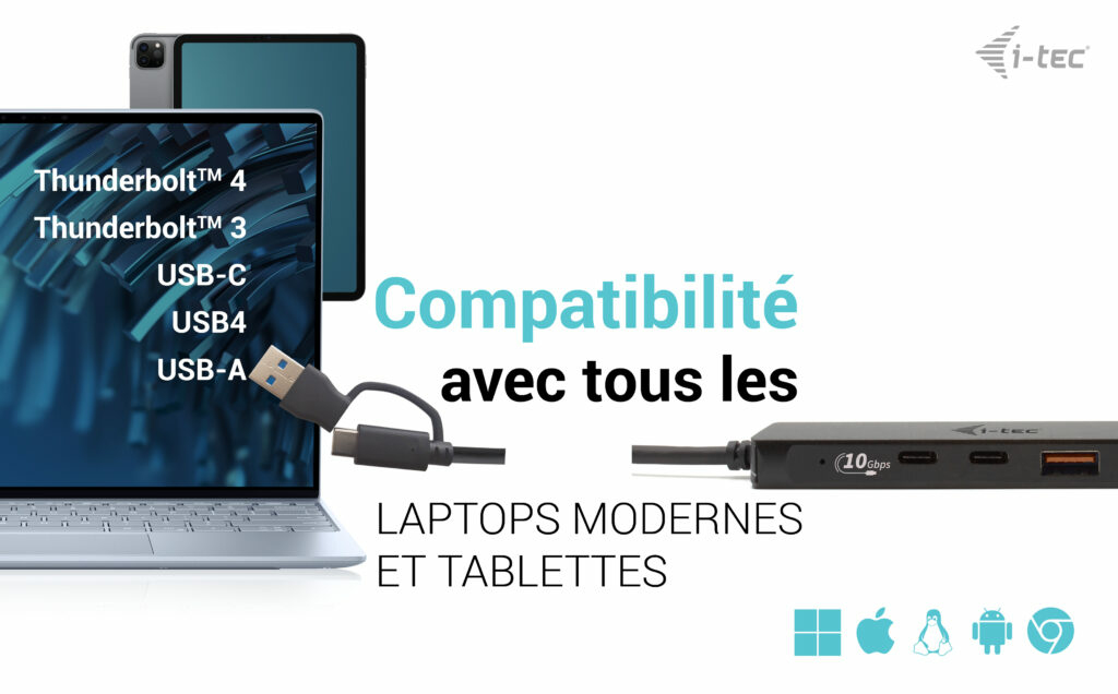 i tec USB C Metal HUB 2x USB 3.0 + 2x USB C - vue 2