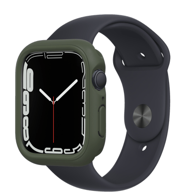 Funda parachoques RHINOSHIELD compatible con Apple Watch Series 8 / 7 [41mm] CrashGuard NX - Protección fina personalizable con tecnología de absorción de impactos - Verde caqui