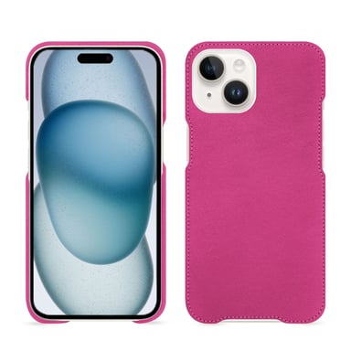 Apple iPhone 15 Funda de piel - Tapa trasera - Rosa - Piel lisa de primera calidad