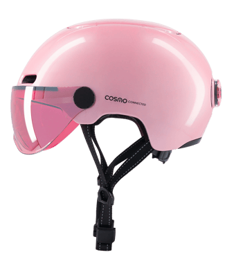 Cosmo Fusion+ Taille M, Rose Brillant - Casque avec éclairage Vélo Arrière Intelligent et Connecté - Assurance Individuelle ALLIANZ offerte durant 1 an