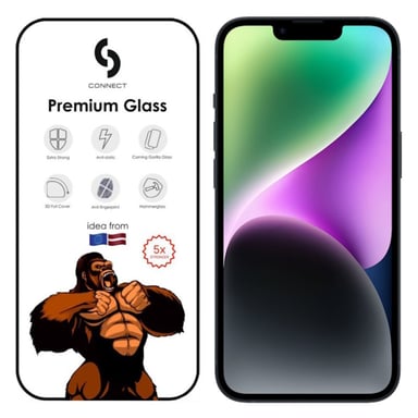 ?onnect Corning Gorilla Ultra Strong 3D Glass pour Apple iPhone 13 / 13 Pro / 14 Noir