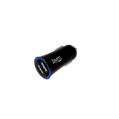 aym - Confezione di caricabatterie da auto a 2 porte USB 12W + cavo Lightning da 1 metro compatibile con Lightning MFI Nero