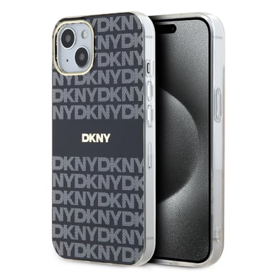 Étui DKNY pour iPhone 15 6.1'' noir étui rigide IML Mono & Stripe MagSafe