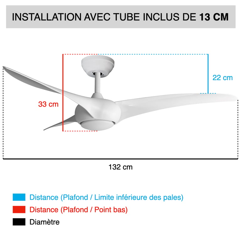Fanelite Ventilateur de plafond 132 cm SAONA Moteur DC LED dimmable 3 couleurs Wifi Contrôles vocaux Neuf - vue 3