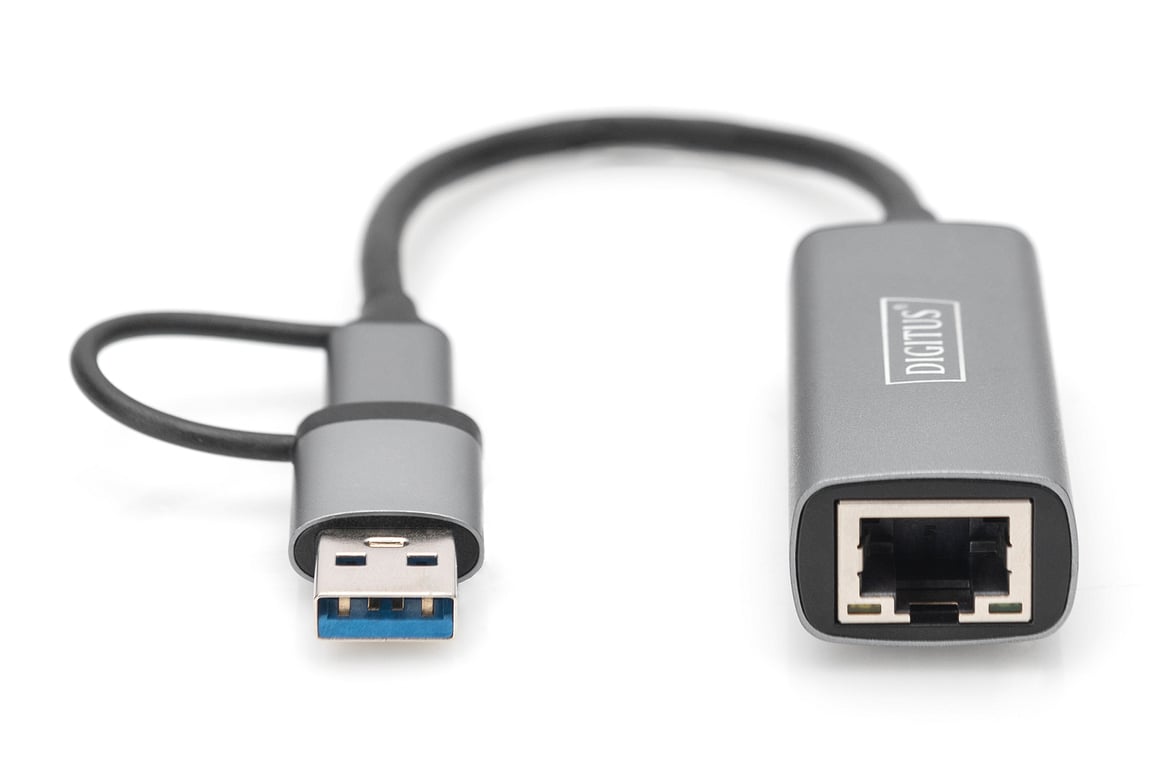 Digitus Adaptateur Gigabit Ethernet 2.5G USB Type C™ USB C™ + USB A USB 3.1 / 3.0 Neuf - vue 2