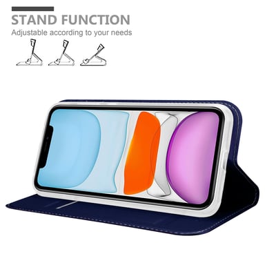Coque pour Apple iPhone 11 en CLASSY BLEU FONCÉ Housse de protection Étui avec fermeture magnétique, fonction de support et compartiment pour carte