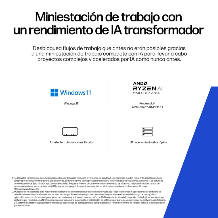 HP Z2 Mini G1a Workstation Desktop PC Wolf Pro Security Edition Copilot+ PC AMD Ryzen AI Max PRO 390 LPDDR5x SDRAM Windows 11 Pro Mini PC Station de travail Neuf - vue 3