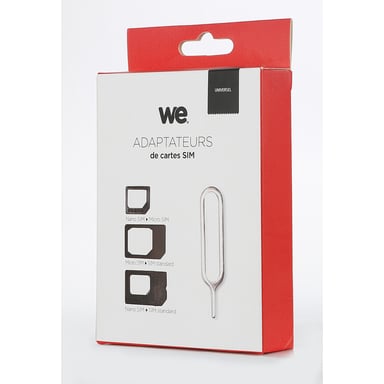 WE Adaptateurs Carte SIM - Nano, Micro, Carte SIM avec Pointe Aiguille Métal - Converter Kit - Neuf