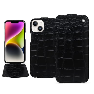 Housse cuir Apple iPhone 15 Plus - Rabat vertical - Noir - Cuirs spéciaux