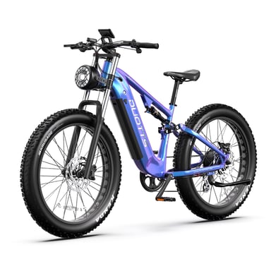 Bicicleta de montaña eléctrica DUOTTS E26 de 26 pulgadas con neumáticos anchos, motor de 750 W, batería de 48 V y 20 Ah-Azul y morado