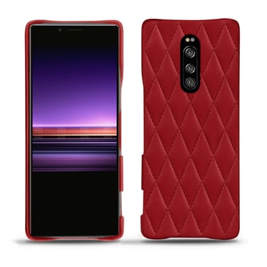 Coque cuir Sony Xperia 1 - Coque arrière - Rouge - Cuir lisse couture