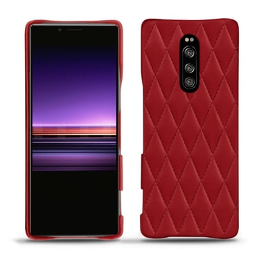 Coque cuir Sony Xperia 1 -  - Rouge - Cuir lisse couture