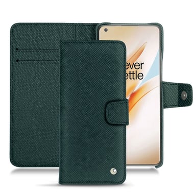 Housse cuir OnePlus 8 Pro -  - Vert - Cuir saffiano