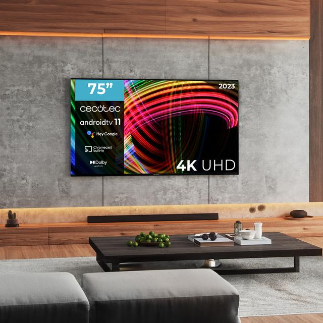 Cecotec Téléviseur LED 75" Smart TV Série A3 ALU30075 4K UHD Android TV 11 sans Bord Assistant Vocal Google et Chromecast Dolby Vision & Atmos HDR10 HBBTV 2023 - vue 2