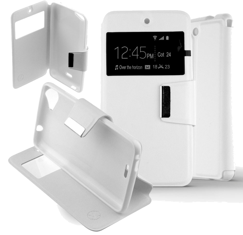 Etui Folio compatible Blanc Wiko Rainbow Jam