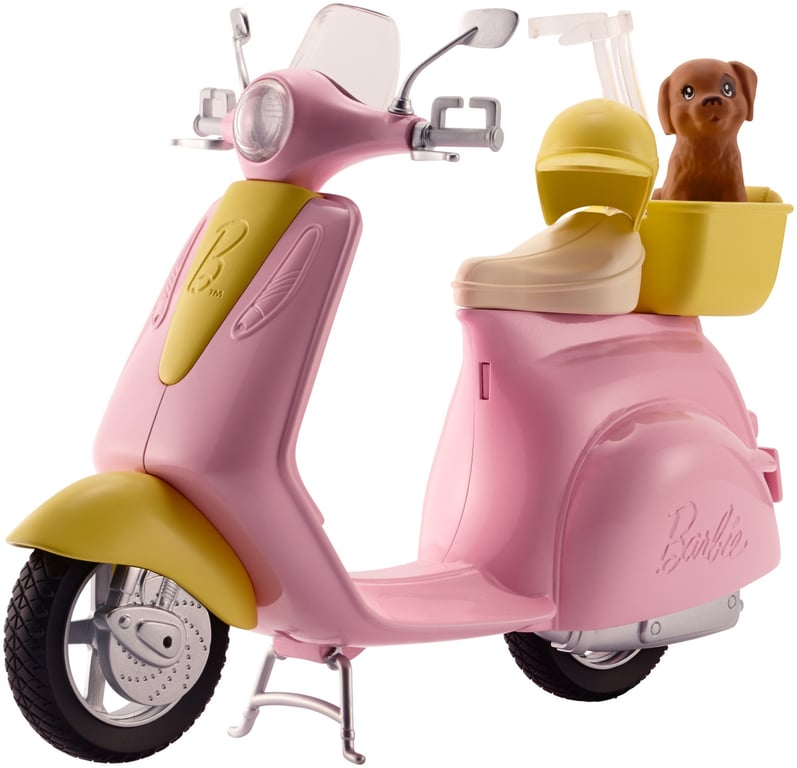 Accessoire Barbie Scooter Et Petit Chien – FRP56, Casque Inclus