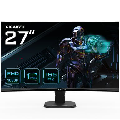GIGABYTE GS27F Écran gaming 27'' FHD - 1920 x 1080, 165Hz, 1ms, 300 cd/m², FreeSync Premium, HDR Ready, HDMI 2.0, DisplayPort 1.4
