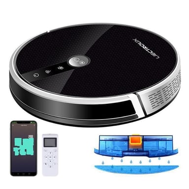 Aspirateur robot laveur connecté LIECTROUX C30B WiFi 4000 Pa navigation cartographique cartographie maison entière Noir