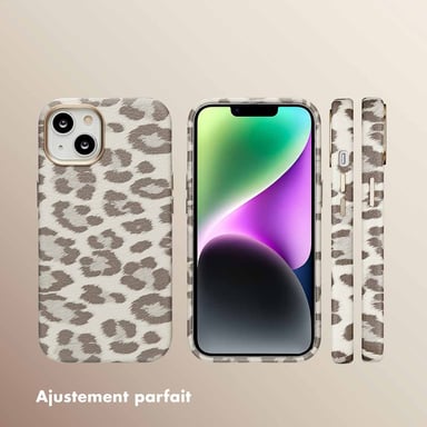 Selencia Coque Sabi imprimé panthère avec MagSafe pour Apple iPhone 14 - Soft Ivory