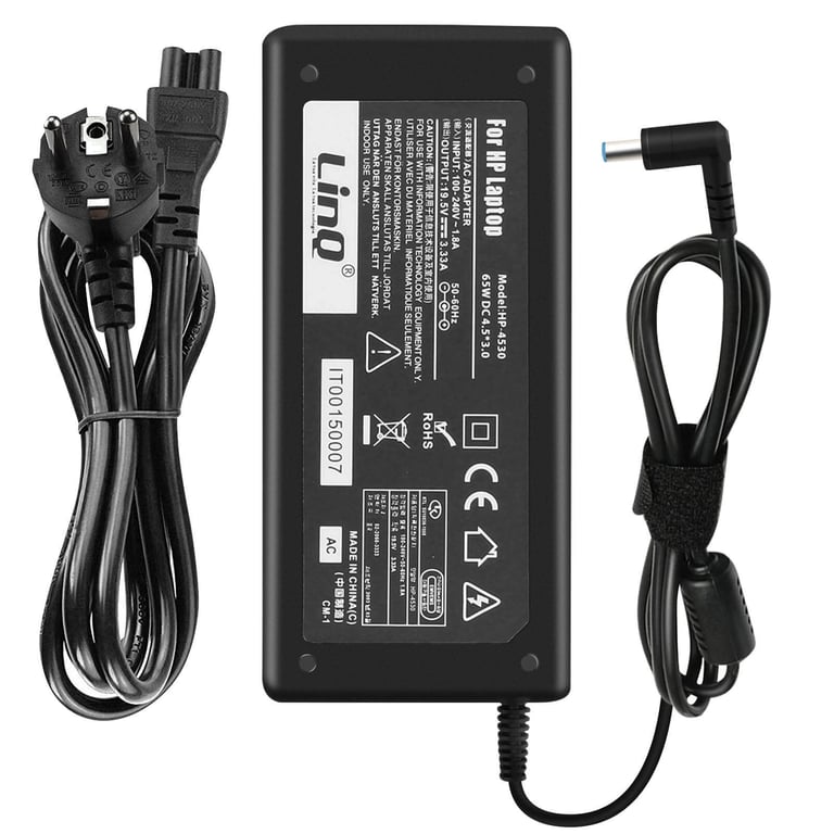 Chargeur Secteur PC HP 65W 19.5V 3.33A Embout 4.5*3.0 mm HP-4530 Noir - Très bon état  -  reconditionné (offre indisponible)