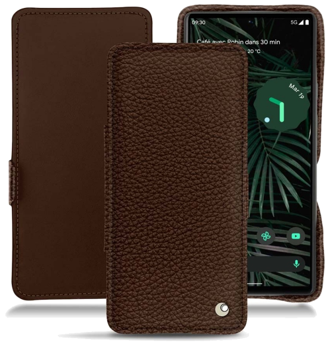 Housse cuir Google Pixel 6 Pro - Rabat horizontalMarron