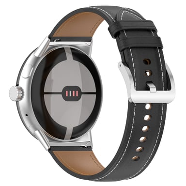 Bracelet de montre en cuir véritable 20 mm pour Google Pixel Watch 1/2 Black