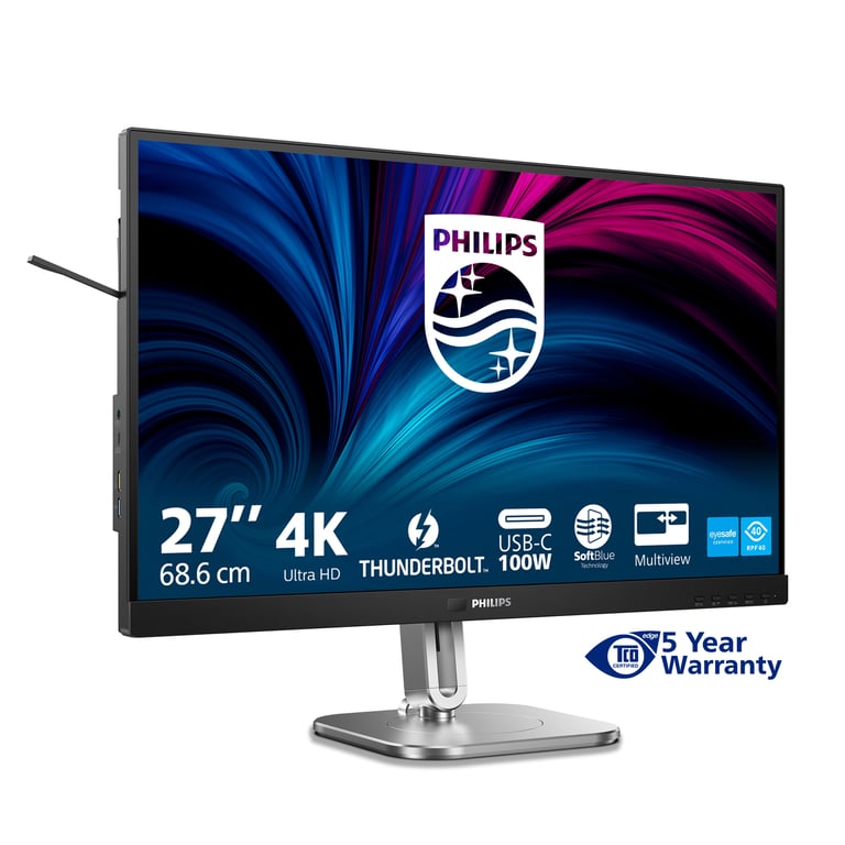 Philips 27B2U6903 Moniteur Ultra HD 27 Pouces Haut Parleur Haut Parleur 3840x2160 60 Hz 2X HDMI DisplayPort Thunderbolt 4 RJ45 hub USB - vue 2
