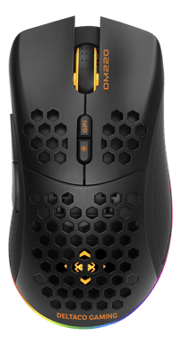 DELTACO GAMING - DM220 - Ratón óptico inalámbrico para juegos 4800 DPI, 1000 Hz, ultraligero, RGB, 7 botones
