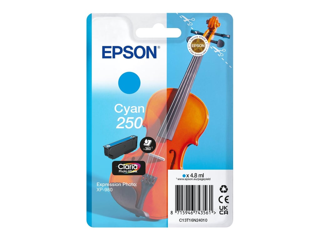 Epson 250 4.8 ml cyan original blister cartouche d'encre pour PN: C11CL95402 - vue 3