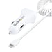 StarTech.com Chargeur Voiture Lightning avec Câble Spiralé - Chargeur Iphone 1m - Double Chargeur USB pour Telephones et Tablettes pour la Voiture - Chargeur Auto Blanc de 12W