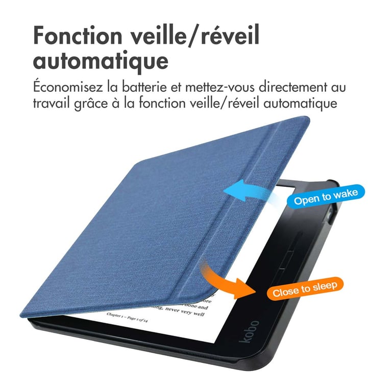 imoshion Étui de liseuse portefeuille Canvas Sleepcover avec support pour Kobo Libra H2O Neuf - vue 2