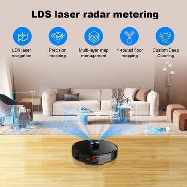 Robot aspirateur laveur LIECTROUX X6 LDS/SLAM 4000Pa WiFi contrôle vocal noir