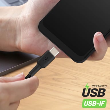 Cable trenzado USB-C Boost Charge de Belkin (cable de carga USB-C a USB-A, cable USB Type-C para Samsung, Pixel, iPad Pro, Nintendo Switch, etc.; 1 m, negro).