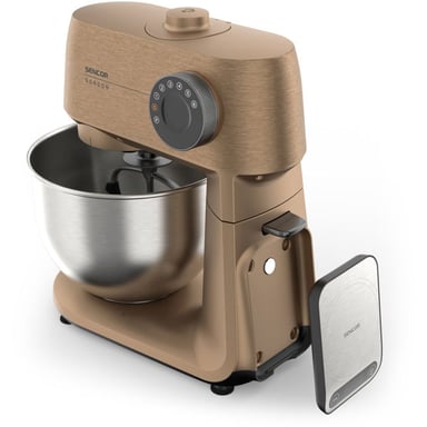 Robot pâtissier SENCOR STM 7630RS Gordon 1500 W, bol inox 5,5 L, hachoir à viande, trancheuse/râpe 4 cônes, machine à biscuits, beige/champagne