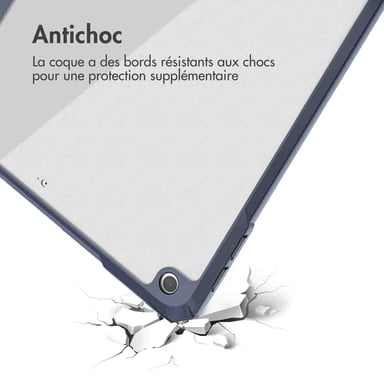 imoshion Coque tablette rigide Trifold pour Apple iPad 9 (2021) 10.2 pouces / iPad 8 (2020) 10.2 pouces / iPad 7 (2019) 10.2 pouces - Bleu foncé
