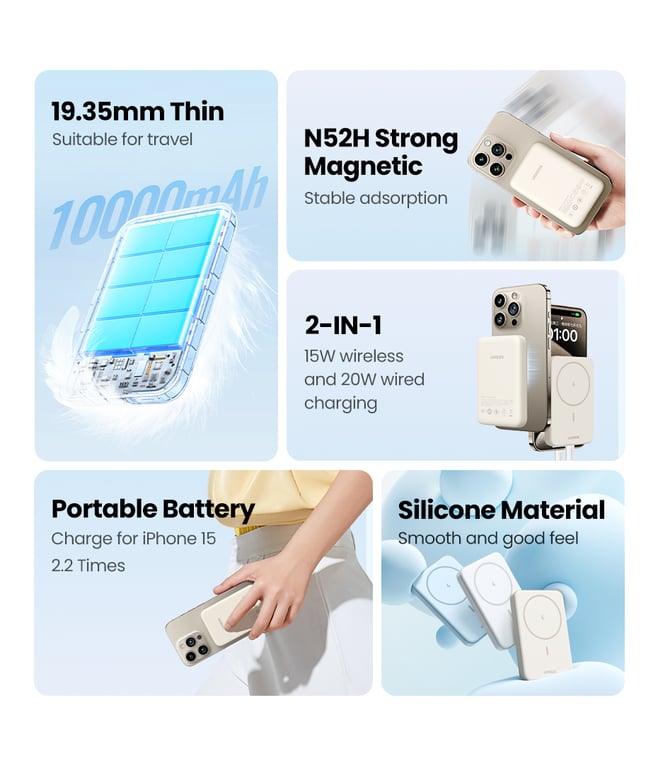 Ugreen 25208 banque d'alimentation électrique 10000 mAh Recharge sans fil Neuf - vue 3